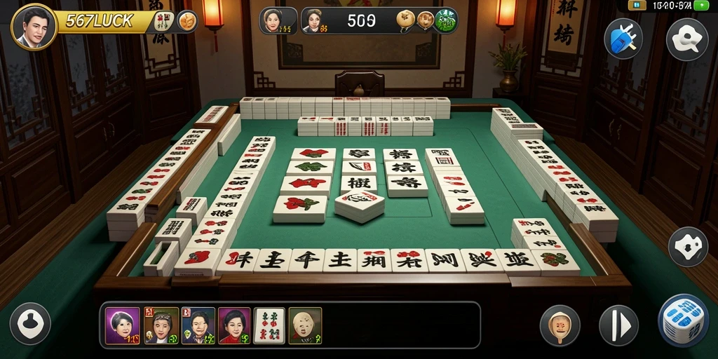 Screenshot gameplay <strong>567LUCK</strong> menunjukkan suasana Mahjong yang menegangkan.