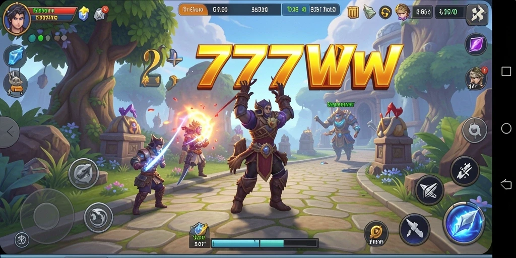 Screenshot gameplay menampilkan pertempuran seru dalam 7777W.